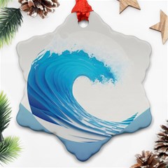 Wave Tsunami Tidal Wave Ocean Sea Water Snowflake Ornament (two Sides) by Ravend