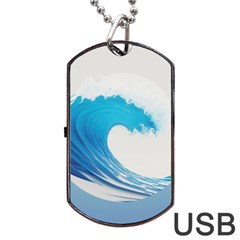 Wave Tsunami Tidal Wave Ocean Sea Water Dog Tag Usb Flash (two Sides) by Ravend