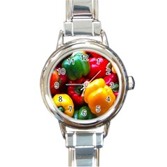 Colorful Capsicum Round Italian Charm Watch by Sparkle