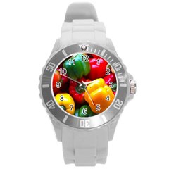 Colorful Capsicum Round Plastic Sport Watch (l) by Sparkle