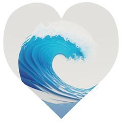 Wave Tsunami Tidal Wave Ocean Sea Water Wooden Puzzle Heart by Ravend