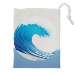 Wave Tsunami Tidal Wave Ocean Sea Water Drawstring Pouch (5xl) by Ravend