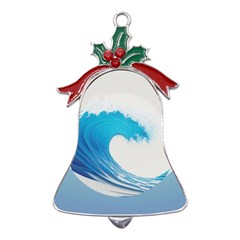 Wave Tsunami Tidal Wave Ocean Sea Water Metal Holly Leaf Bell Ornament by Ravend