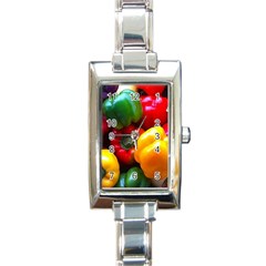 Colorful Capsicum Rectangle Italian Charm Watch by Sparkle