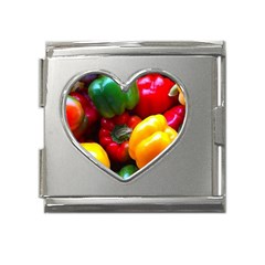 Colorful Capsicum Mega Link Heart Italian Charm (18mm)