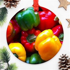 Colorful Capsicum Round Ornament (two Sides)