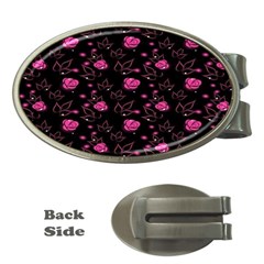 Pink Glowing Flowers Money Clips (oval)  by Sparkle