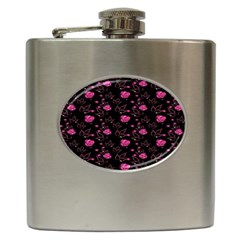 Pink Glowing Flowers Hip Flask (6 Oz) by Sparkle