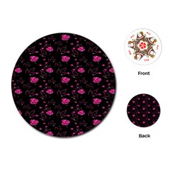 Pink Glowing Flowers Playing Cards Single Design (round)