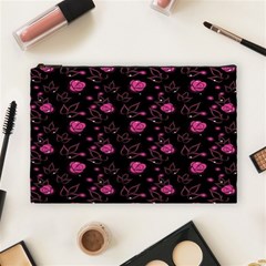 Pink Glowing Flowers Cosmetic Bag (large) by Sparkle