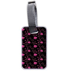 Pink Glowing Flowers Luggage Tag (two Sides) by Sparkle