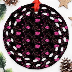 Pink Glowing Flowers Ornament (round Filigree)