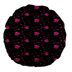 Pink Glowing Flowers Large 18  Premium Round Cushions by Sparkle