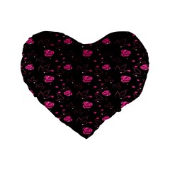 Pink Glowing Flowers Standard 16  Premium Heart Shape Cushions by Sparkle