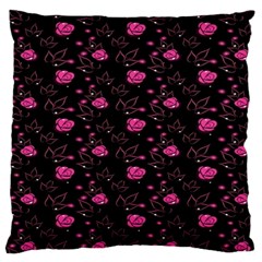 Pink Glowing Flowers Large Premium Plush Fleece Cushion Case (two Sides)