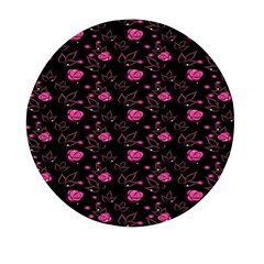 Pink Glowing Flowers Mini Round Pill Box by Sparkle