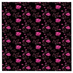 Pink Glowing Flowers Wooden Puzzle Square by Sparkle