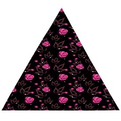 Pink Glowing Flowers Wooden Puzzle Triangle by Sparkle