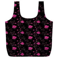 Pink Glowing Flowers Full Print Recycle Bag (xxxl) by Sparkle