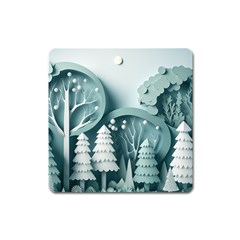 Background Christmas Winter Holiday Background Square Magnet