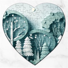 Background Christmas Winter Holiday Background Jigsaw Puzzle (heart) by Ravend