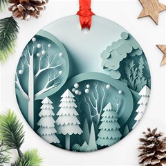 Background Christmas Winter Holiday Background Round Ornament (two Sides) by Ravend