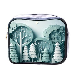 Background Christmas Winter Holiday Background Mini Toiletries Bag (one Side) by Ravend