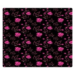 Pink Glowing Flowers Premium Plush Fleece Blanket (small) by Sparkle