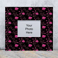 Pink Glowing Flowers White Wall Photo Frame 5  X 7  by Sparkle