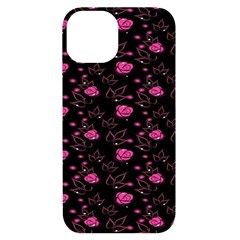 Pink Glowing Flowers Iphone 14 Black Uv Print Case by Sparkle