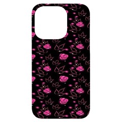 Pink Glowing Flowers Iphone 14 Pro Black Uv Print Case by Sparkle