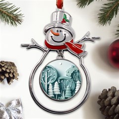 Background Christmas Winter Holiday Background Metal Snowman Ornament