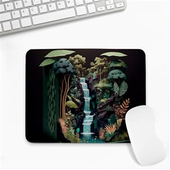 Jungle Tropical Trees Waterfall Plants Papercraft Small Mousepad by Ravend