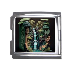 Jungle Tropical Trees Waterfall Plants Papercraft Mega Link Italian Charm (18mm) by Ravend