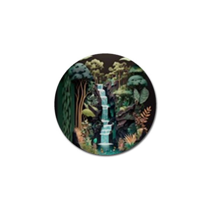 Jungle Tropical Trees Waterfall Plants Papercraft Golf Ball Marker (10 pack)