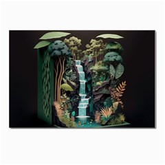 Jungle Tropical Trees Waterfall Plants Papercraft Postcard 4 x 6  (pkg Of 10) by Ravend