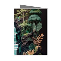 Jungle Tropical Trees Waterfall Plants Papercraft Mini Greeting Cards (pkg Of 8) by Ravend