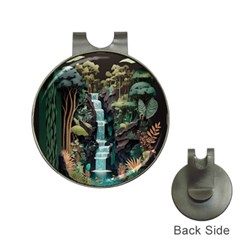 Jungle Tropical Trees Waterfall Plants Papercraft Hat Clips With Golf Markers by Ravend