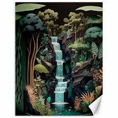 Jungle Tropical Trees Waterfall Plants Papercraft Canvas 12  X 16  by Ravend