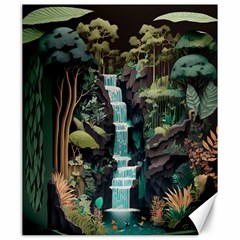 Jungle Tropical Trees Waterfall Plants Papercraft Canvas 20  X 24  by Ravend