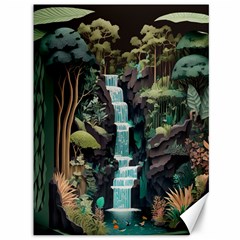 Jungle Tropical Trees Waterfall Plants Papercraft Canvas 36  X 48  by Ravend