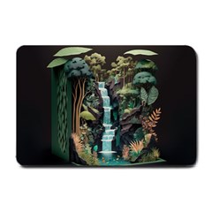 Jungle Tropical Trees Waterfall Plants Papercraft Small Doormat by Ravend