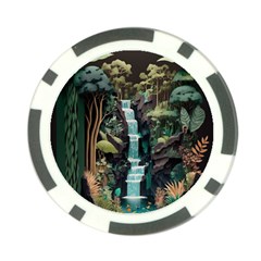 Jungle Tropical Trees Waterfall Plants Papercraft Poker Chip Card Guard by Ravend