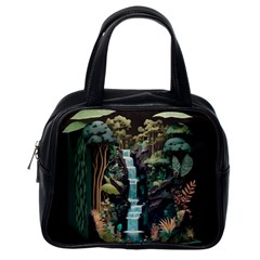 Jungle Tropical Trees Waterfall Plants Papercraft Classic Handbag (one Side) by Ravend