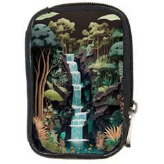 Jungle Tropical Trees Waterfall Plants Papercraft Compact Camera Leather Case by Ravend