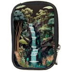 Jungle Tropical Trees Waterfall Plants Papercraft Compact Camera Leather Case Front