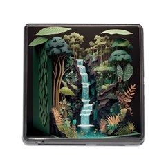 Jungle Tropical Trees Waterfall Plants Papercraft Memory Card Reader (square 5 Slot) by Ravend