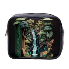 Jungle Tropical Trees Waterfall Plants Papercraft Mini Toiletries Bag (two Sides) by Ravend