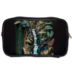 Jungle Tropical Trees Waterfall Plants Papercraft Toiletries Bag (two Sides) by Ravend