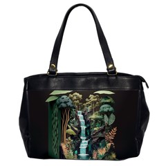 Jungle Tropical Trees Waterfall Plants Papercraft Oversize Office Handbag (2 Sides) by Ravend